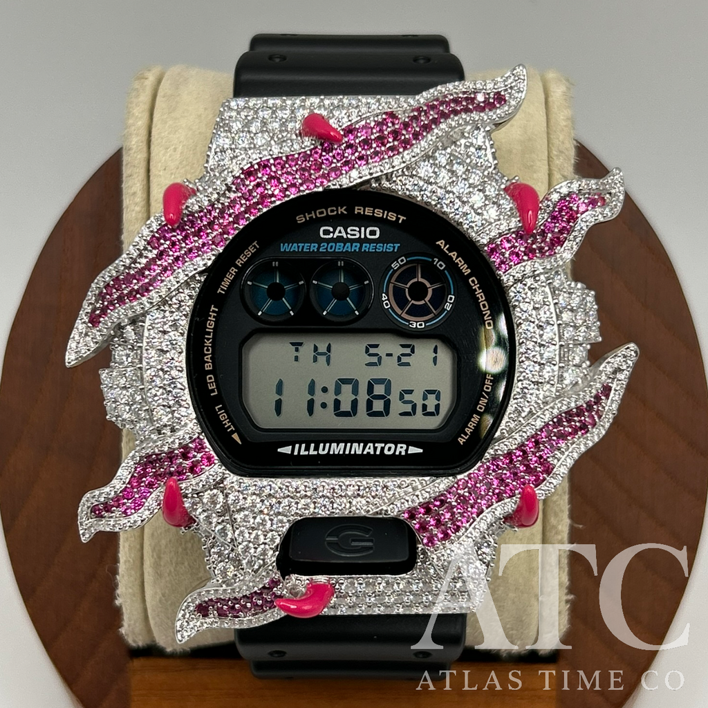 VVS1 Moissanite G-Shock ENAMEL SERIES (PINK) DW6900-1V Watch - GRA CERTIFIED