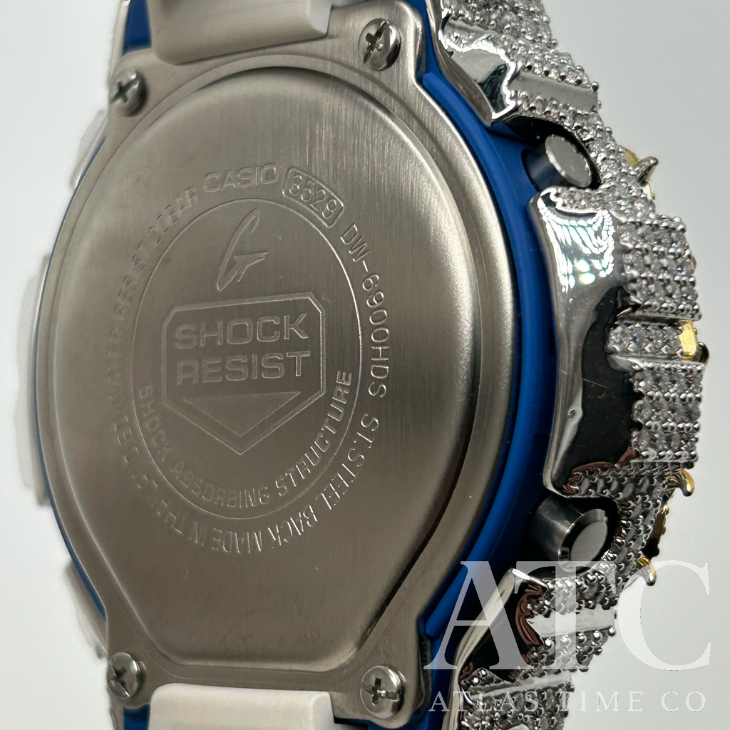 VVS1 Moissanite G-Shock DW-6900HDS-7A1DR Watch - GRA CERTIFIED