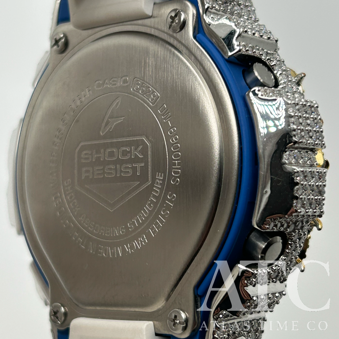 VVS1 Moissanite G-Shock DW-6900HDS-7A1DR Watch - GRA CERTIFIED