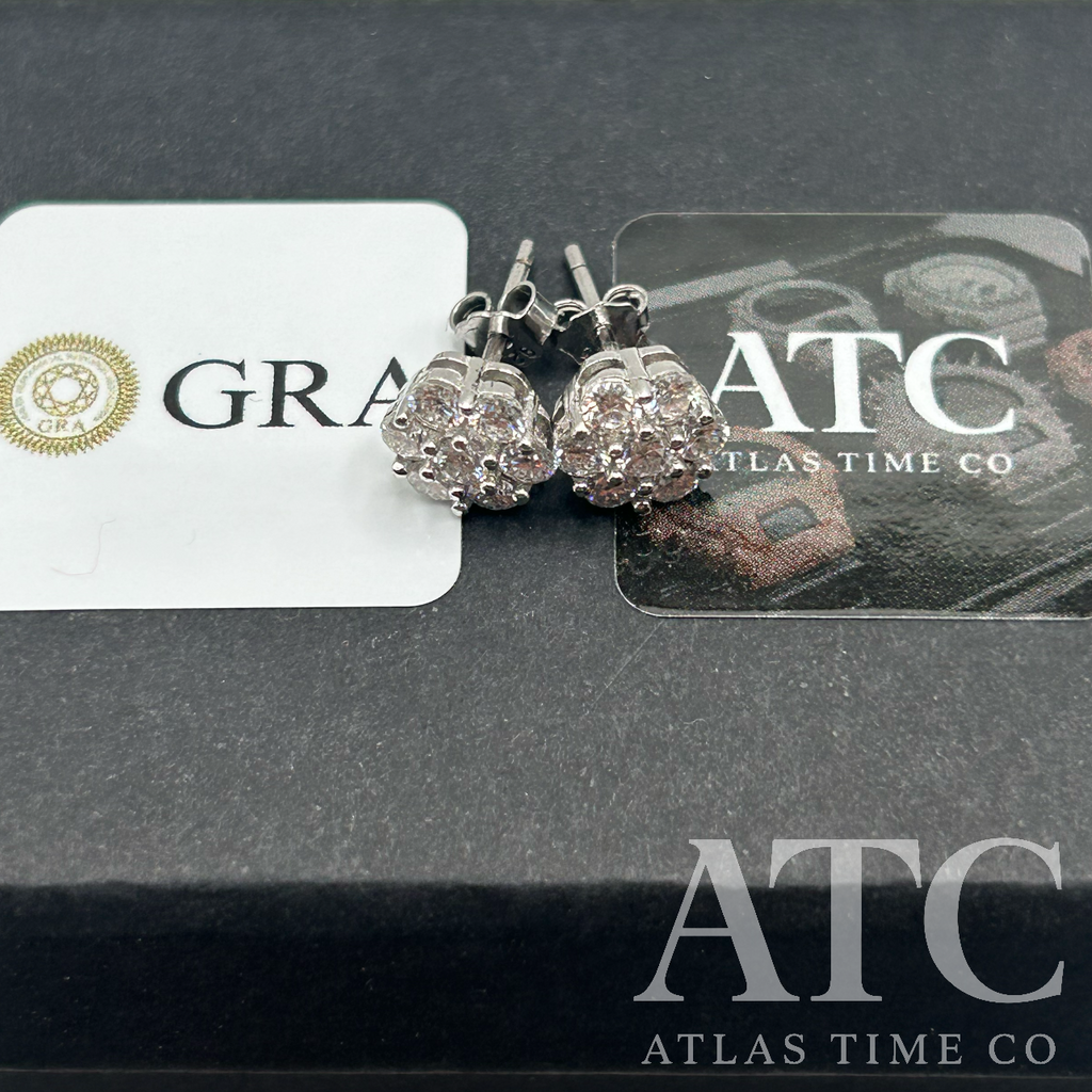 Honeycomb VVS1 Moissanite 7.6mm Earrings GRA CERTIFIED - 925 Sterling Silver