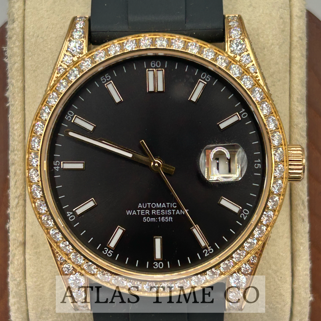 VVS1 Moissanite Ghost Series Stainless Steel Mechanical Watch - GRA CERTIFIED (Gold/Black)