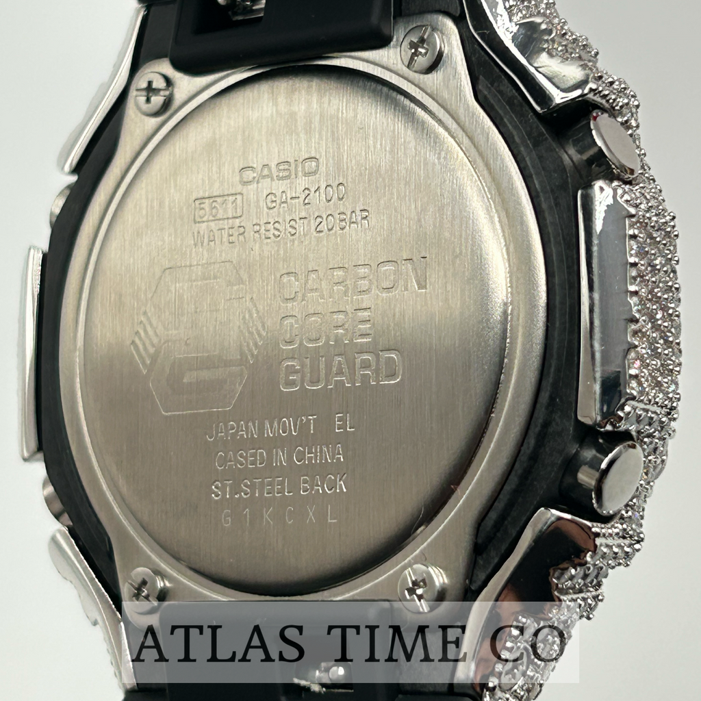 VVS1 Moissanite G-Shock GA-2100-1A1ER Watch - GRA CERTIFIED