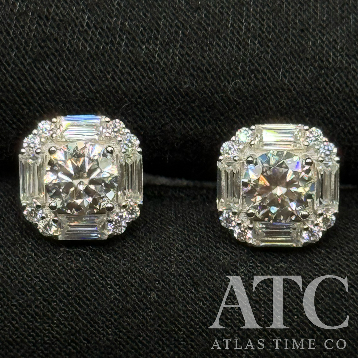 Square VVS1 10mm Moissanite Earrings GRA CERTIFIED - 925 Sterling Silver