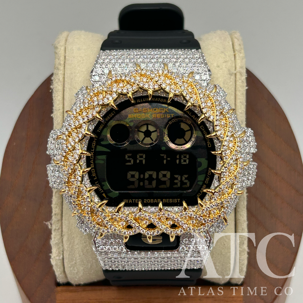 VVS1 Moissanite G-Shock DW6900CF-1 Watch - GRA CERTIFIED