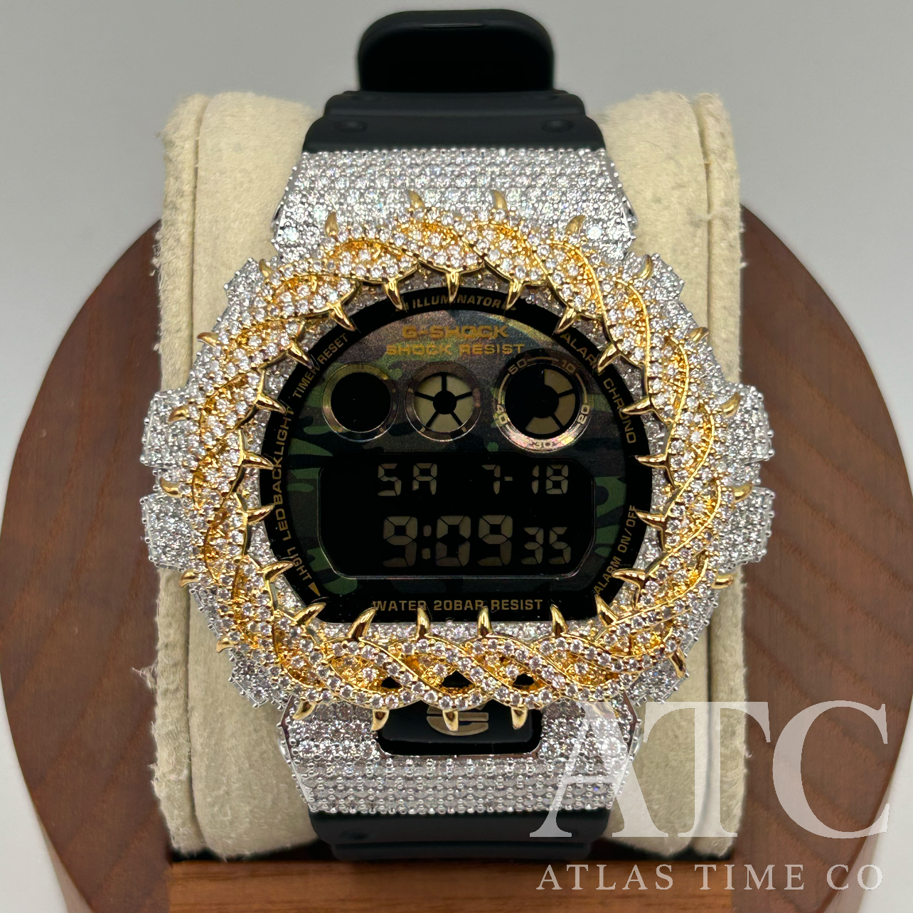 VVS1 Moissanite G-Shock DW6900CF-1 Watch - GRA CERTIFIED