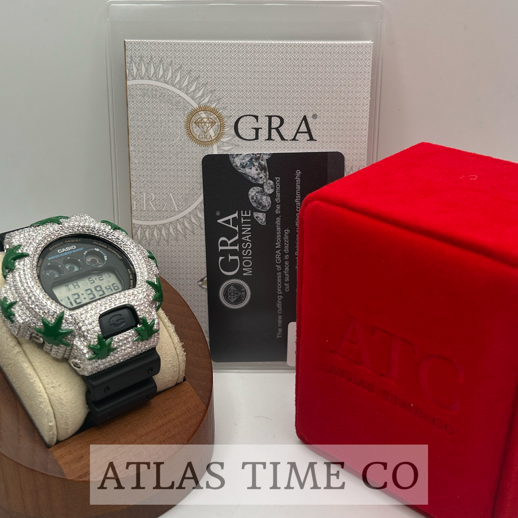 VVS1 Moissanite G-Shock ENAMEL SERIES (MAPLE LEAF) DW6900-1V Watch - GRA CERTIFIED