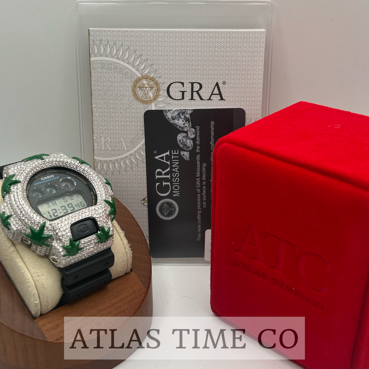VVS1 Moissanite G-Shock ENAMEL SERIES (MAPLE LEAF) DW6900-1V Watch - GRA CERTIFIED