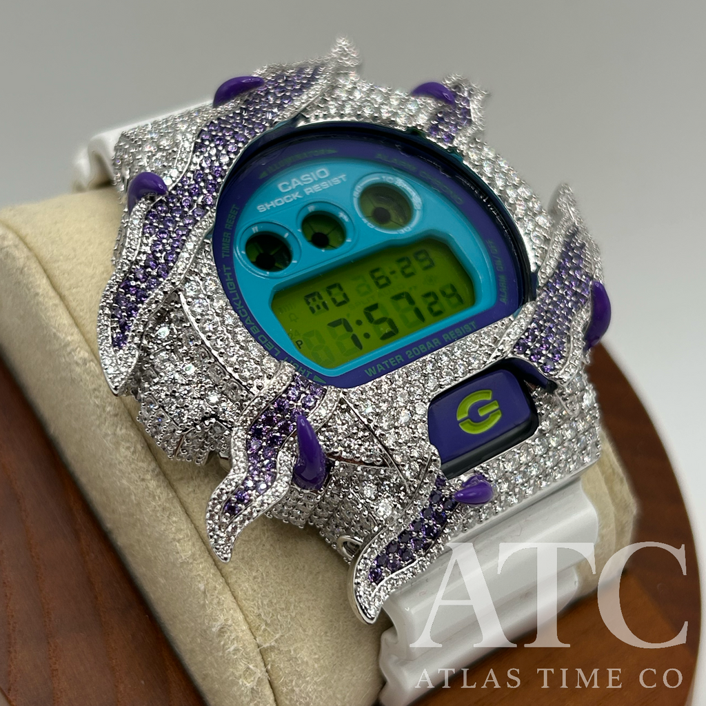VVS1 Moissanite G-Shock DW6900RCS-7 Watch - GRA CERTIFIED