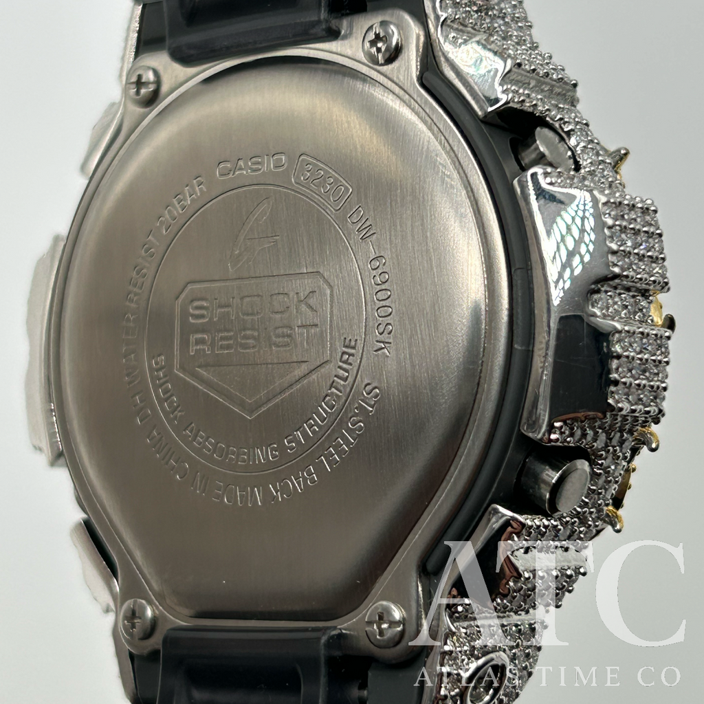 VVS1 Moissanite G-Shock DW6900SK-1 Watch - GRA CERTIFIED