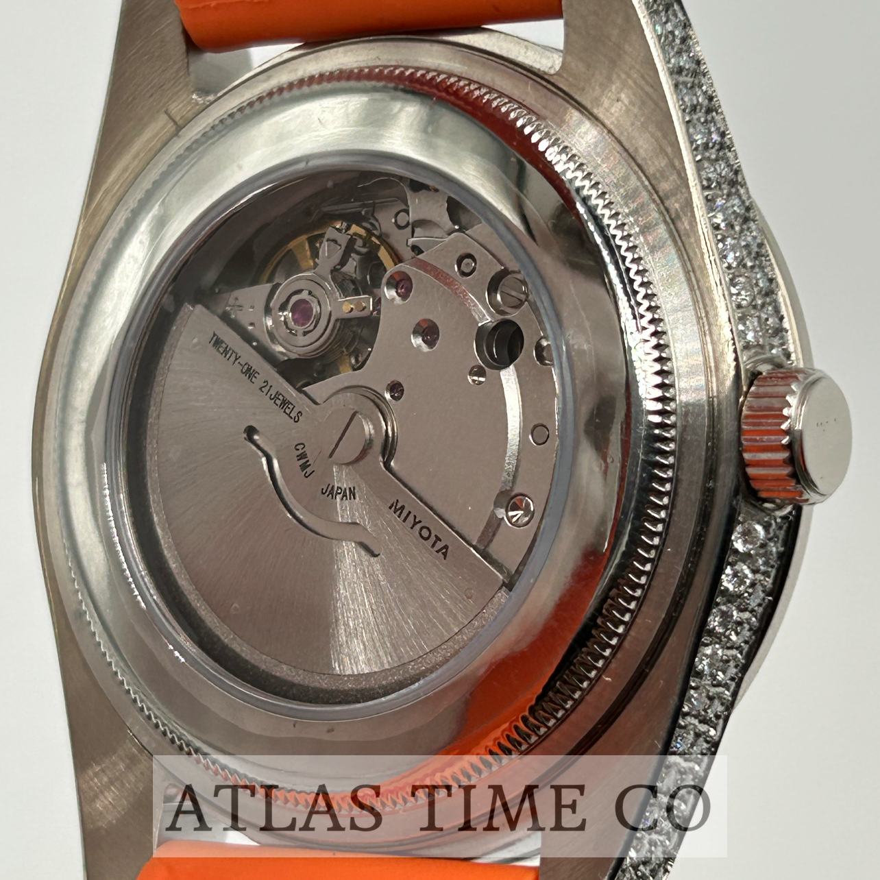 VVS1 Moissanite Ghost Series Stainless Steel Mechanical Watch - GRA CERTIFIED (Silver/Orange)