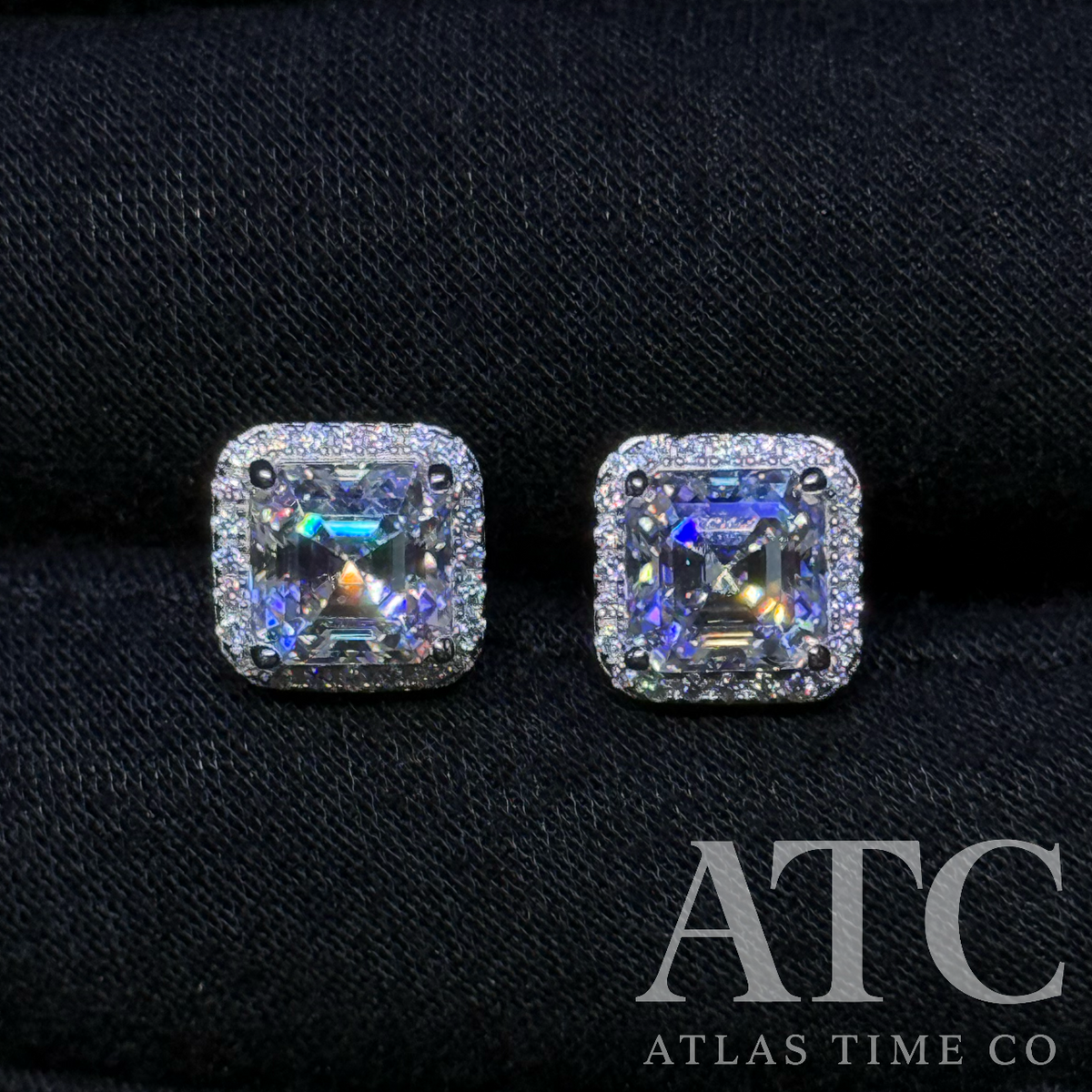 Asscher Cut VVS1 9.5mm Moissanite Earrings GRA CERTIFIED - 925 Sterling Silver
