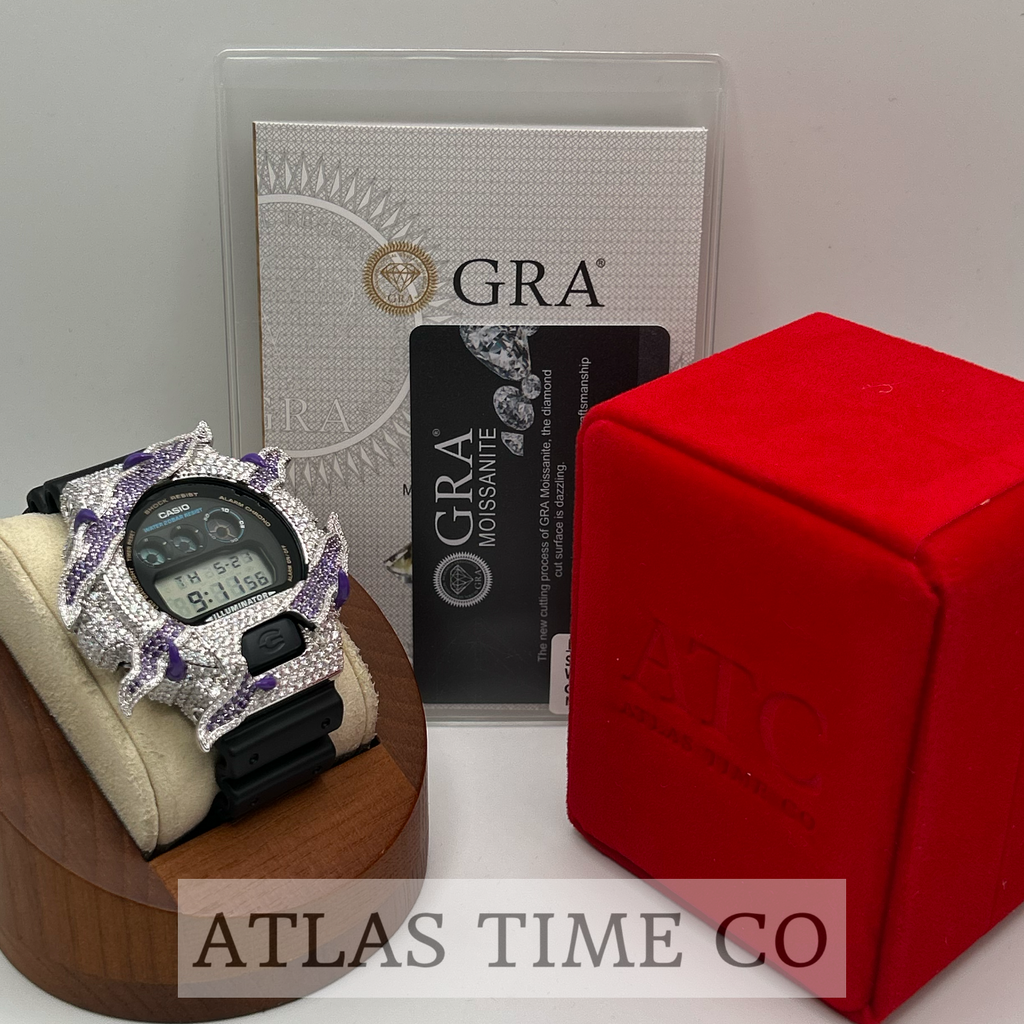VVS1 Moissanite G-Shock ENAMEL SERIES (PURPLE) DW6900-1V Watch - GRA CERTIFIED