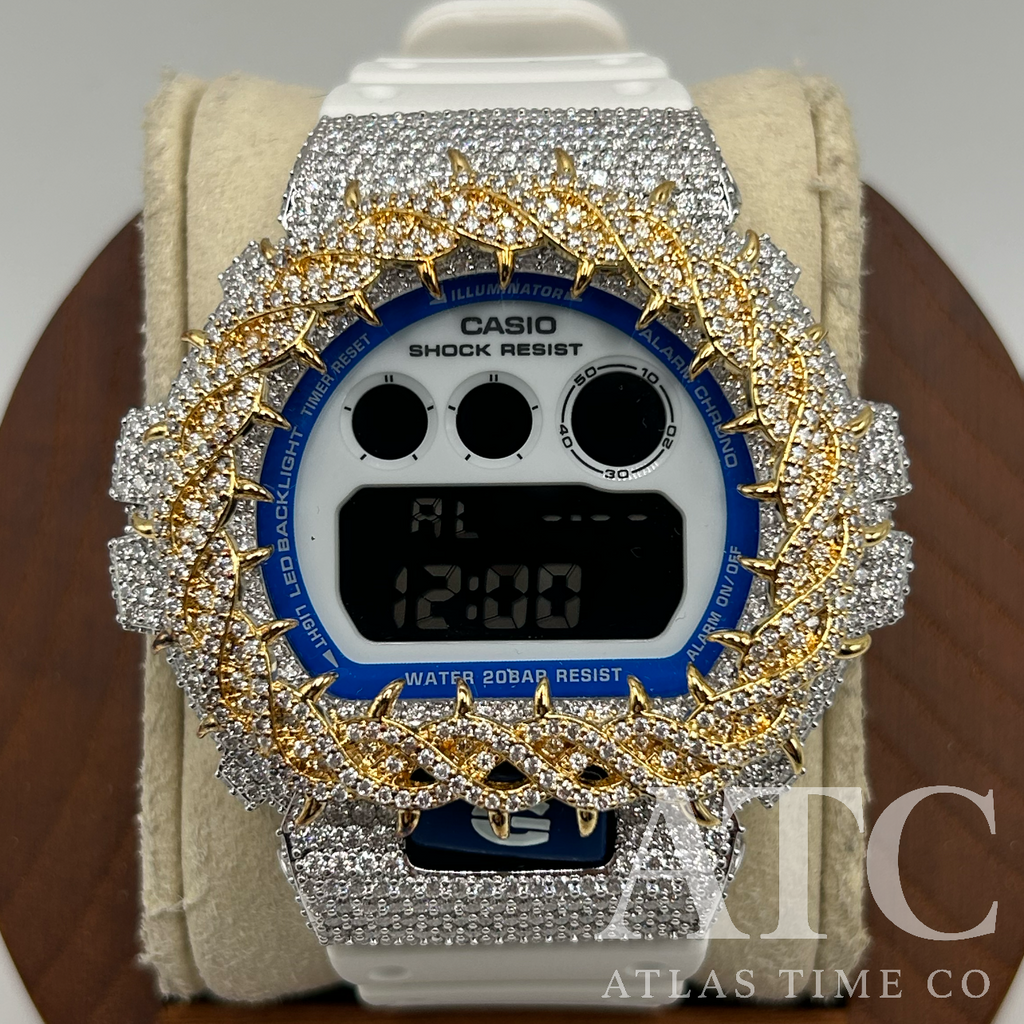 VVS1 Moissanite G-Shock DW-6900HDS-7A1DR Watch - GRA CERTIFIED