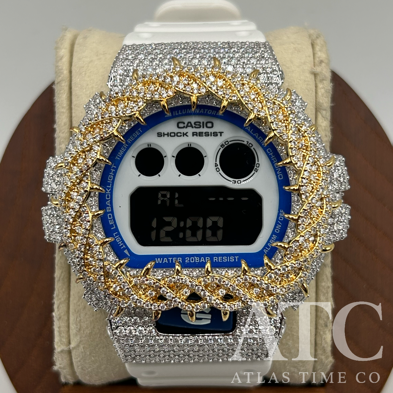 VVS1 Moissanite G-Shock DW-6900HDS-7A1DR Watch - GRA CERTIFIED