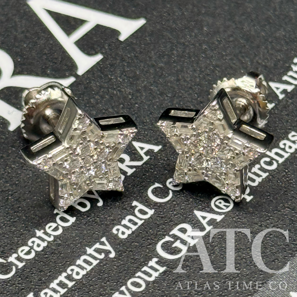 Star VVS1 10mm Moissanite Earrings GRA CERTIFIED - 925 Sterling Silver