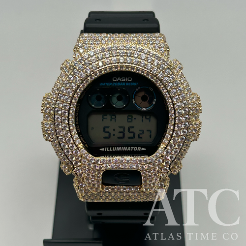 CZ Simulated Diamonds G-Shock DW6900-1V Watch - 5A Grade Cubic Zirconia