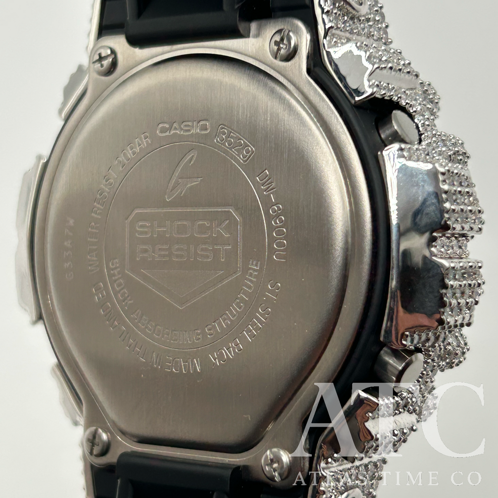 VVS1 Moissanite G-Shock DW6900-1V Watch - GRA CERTIFIED