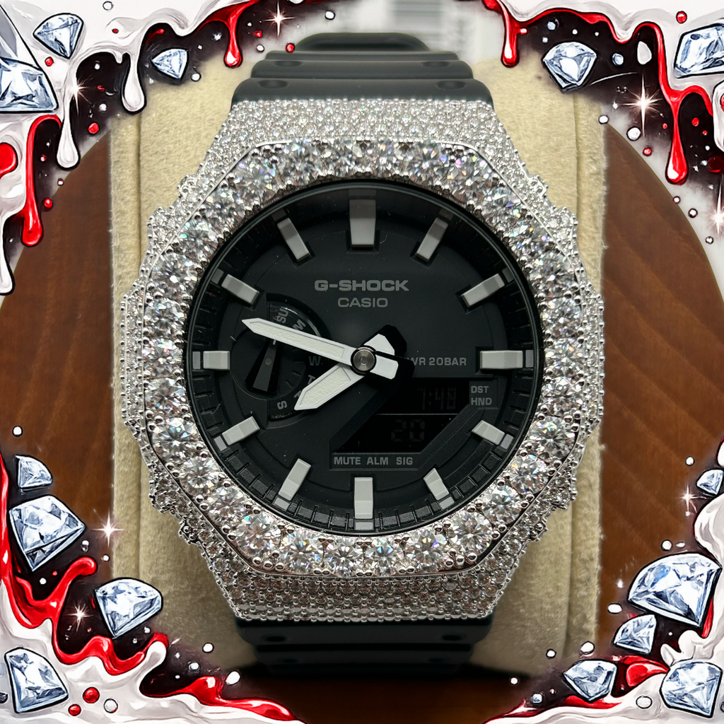 VVS1 Moissanite G-Shock GA-2100-1AER Watch - GRA CERTIFIED