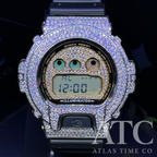 VVS1 Moissanite G-Shock DW6900-1V Watch - GRA CERTIFIED