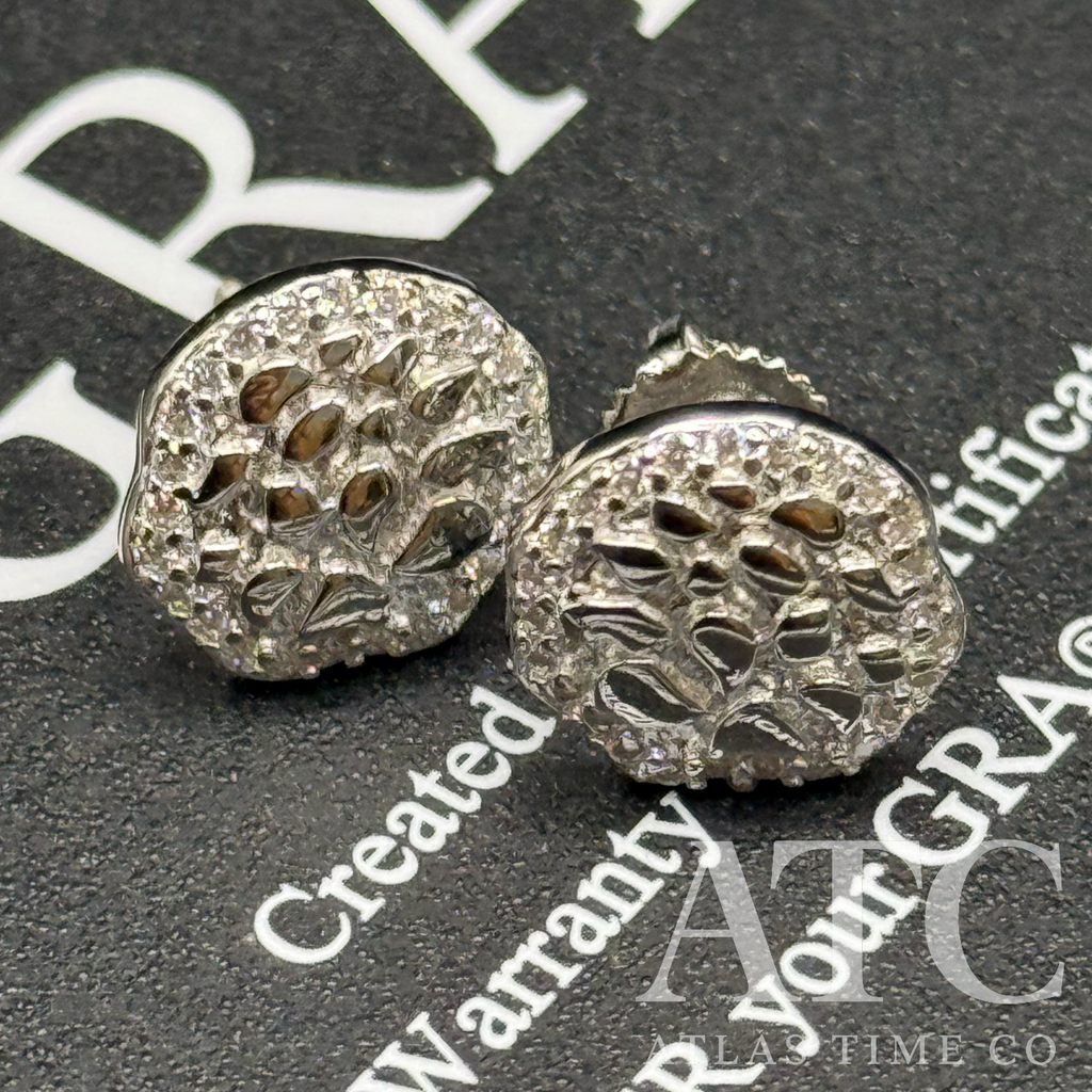 Round Nugget VVS1 10mm Moissanite Earrings GRA CERTIFIED - 925 Sterling Silver
