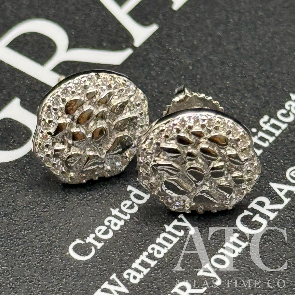 Round Nugget VVS1 10mm Moissanite Earrings GRA CERTIFIED - 925 Sterling Silver