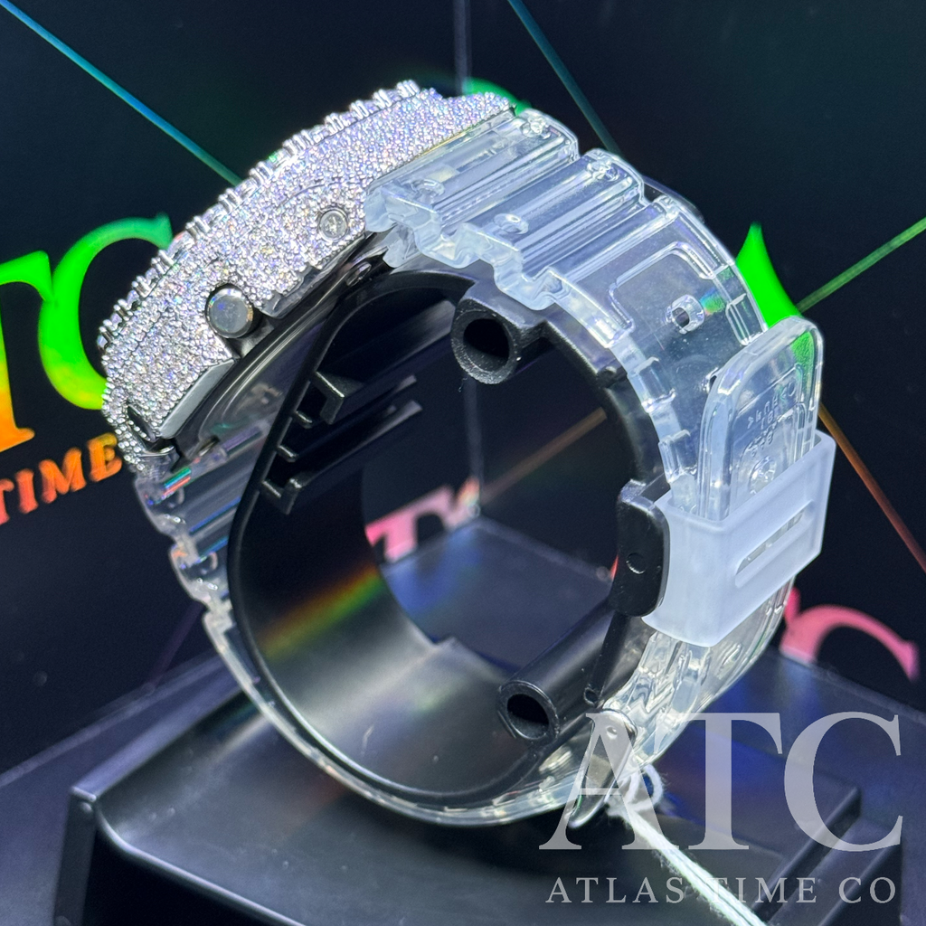 VVS1 Moissanite G-Shock GA-2100BM-7A2CR Watch - GRA CERTIFIED