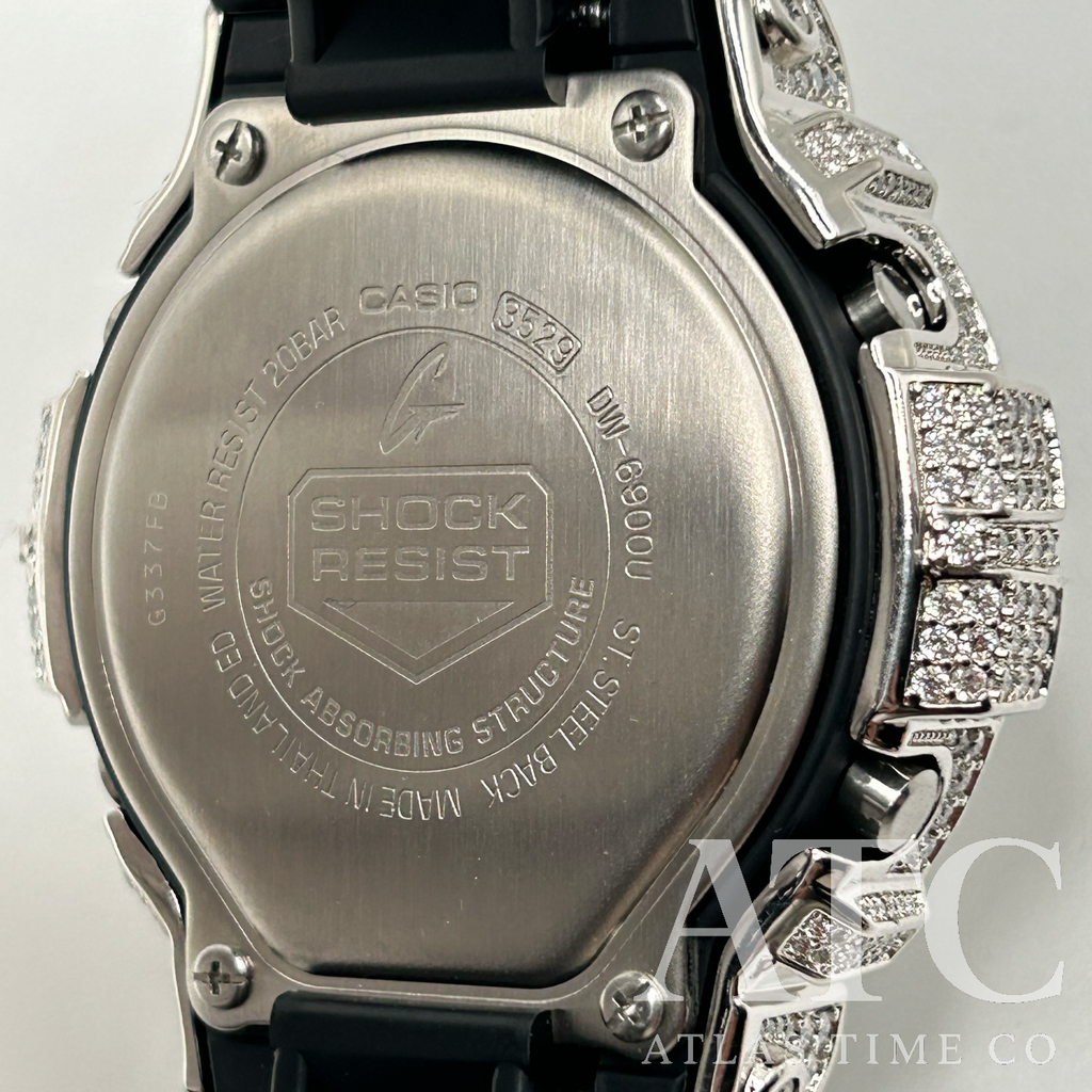 VVS1 Moissanite G-Shock DW6900-1V Watch - GRA CERTIFIED