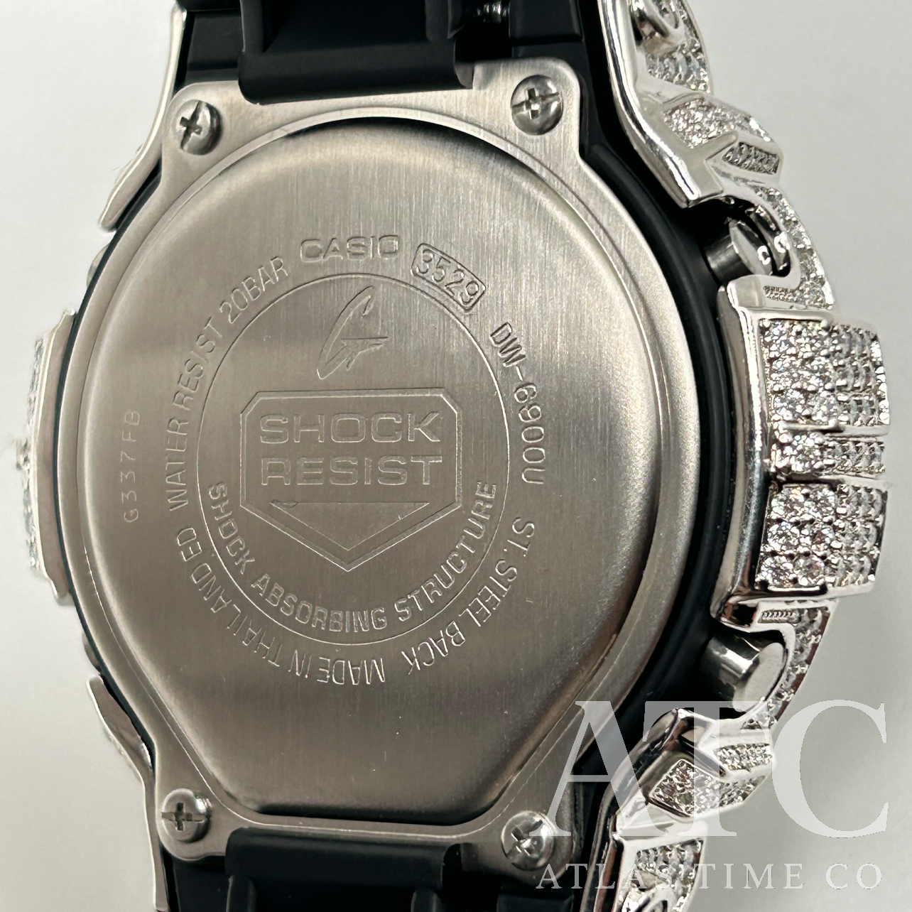VVS1 Moissanite G-Shock DW6900-1V Watch - GRA CERTIFIED