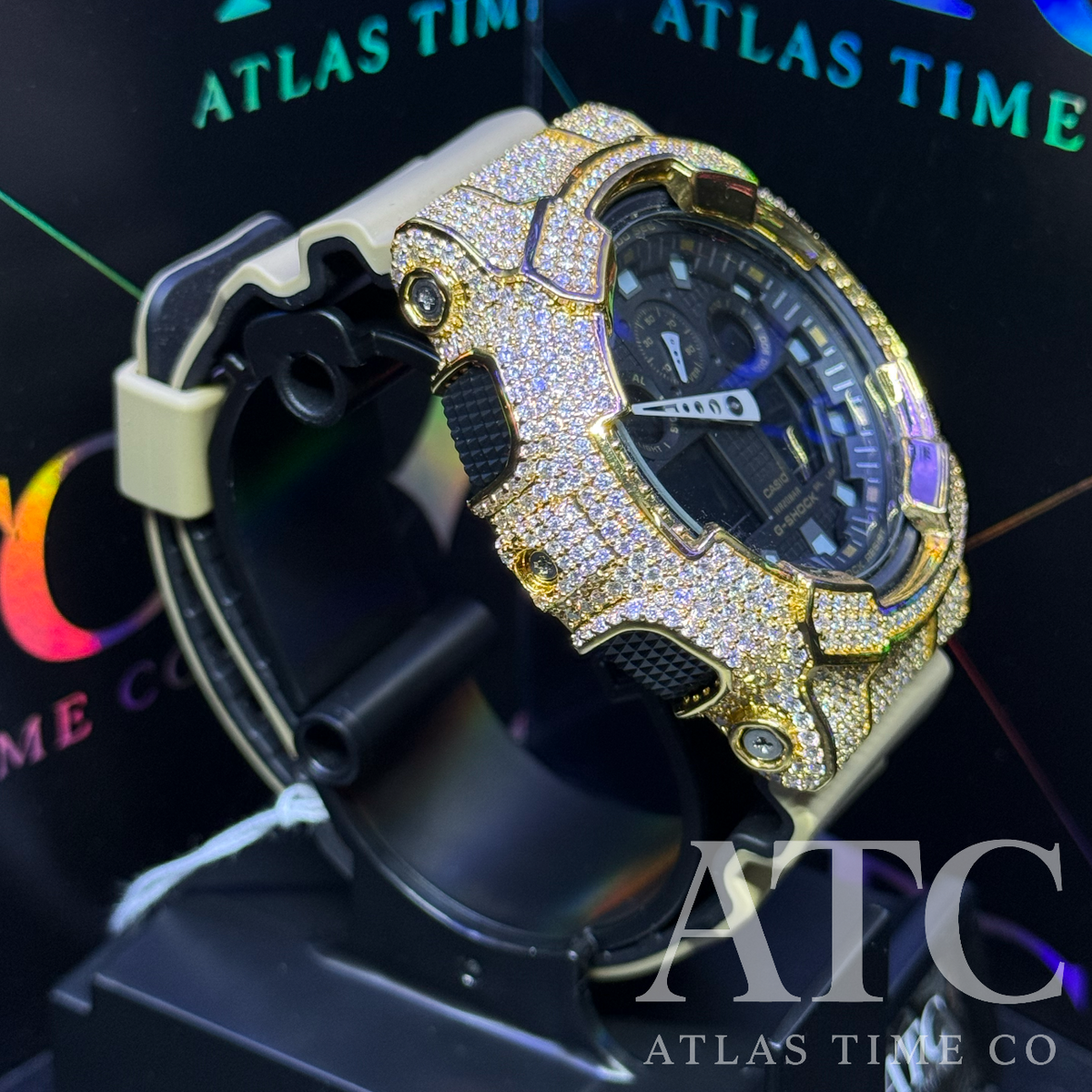 VVS1 Moissanite G-Shock GA-100LA8 Watch - GRA CERTIFIED