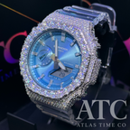 VVS1 Moissanite G-Shock GA-2100BM-7A2CR Watch - GRA CERTIFIED