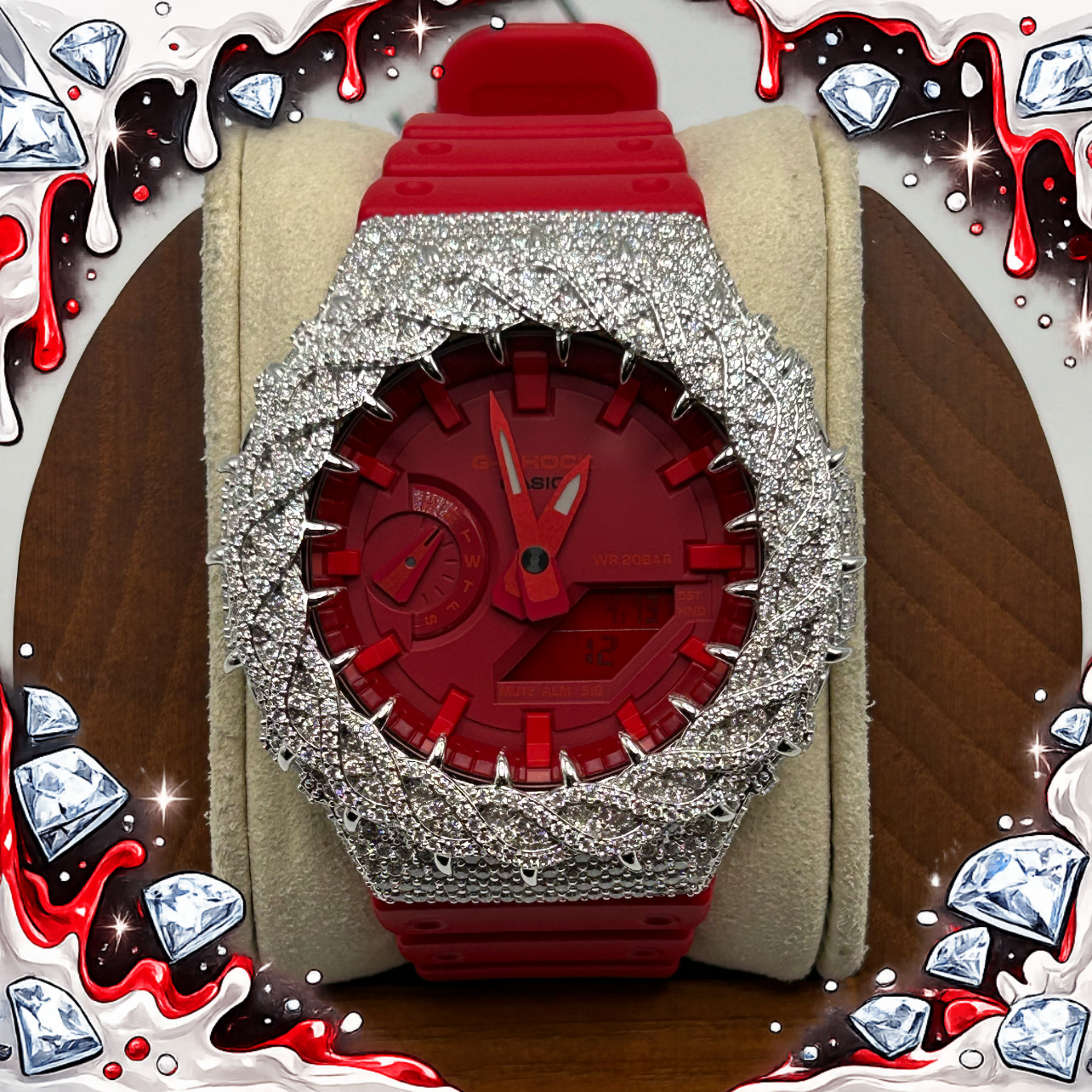 VVS1 Moissanite G-Shock GA-2100-4A Watch - GRA CERTIFIED