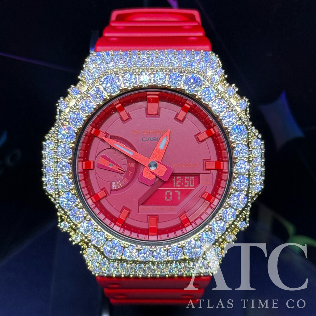 VVS1 Moissanite G-Shock GA-2100-4A Watch - GRA CERTIFIED