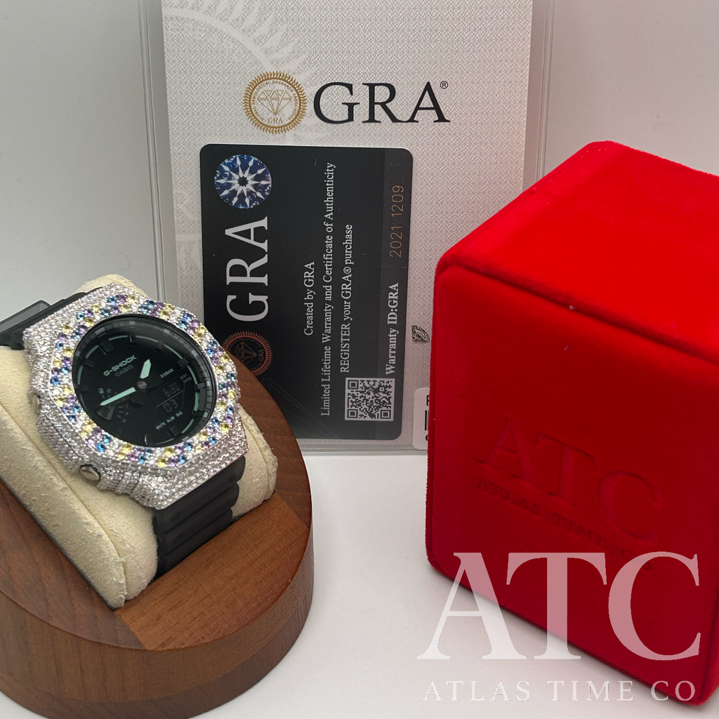 VVS1 Moissanite G-Shock GA2100K-1A Watch - GRA CERTIFIED