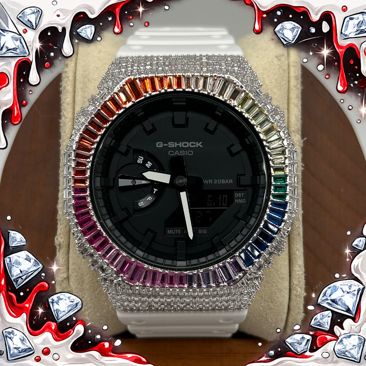 VVS1 Moissanite G-Shock GA-21007A Watch - GRA CERTIFIED - FULL BAGUETTE