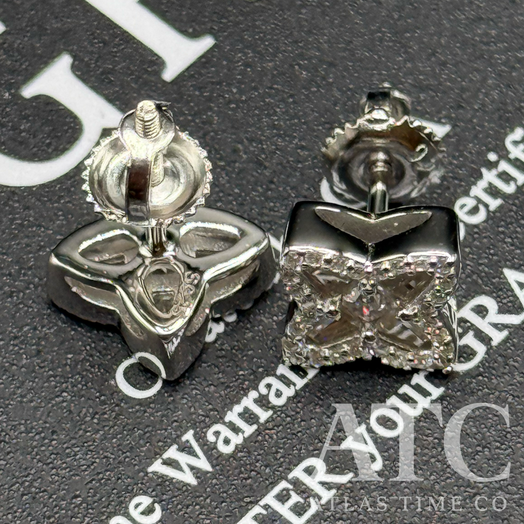 Clover VVS1 10mm Moissanite Earrings GRA CERTIFIED - 925 Sterling Silver