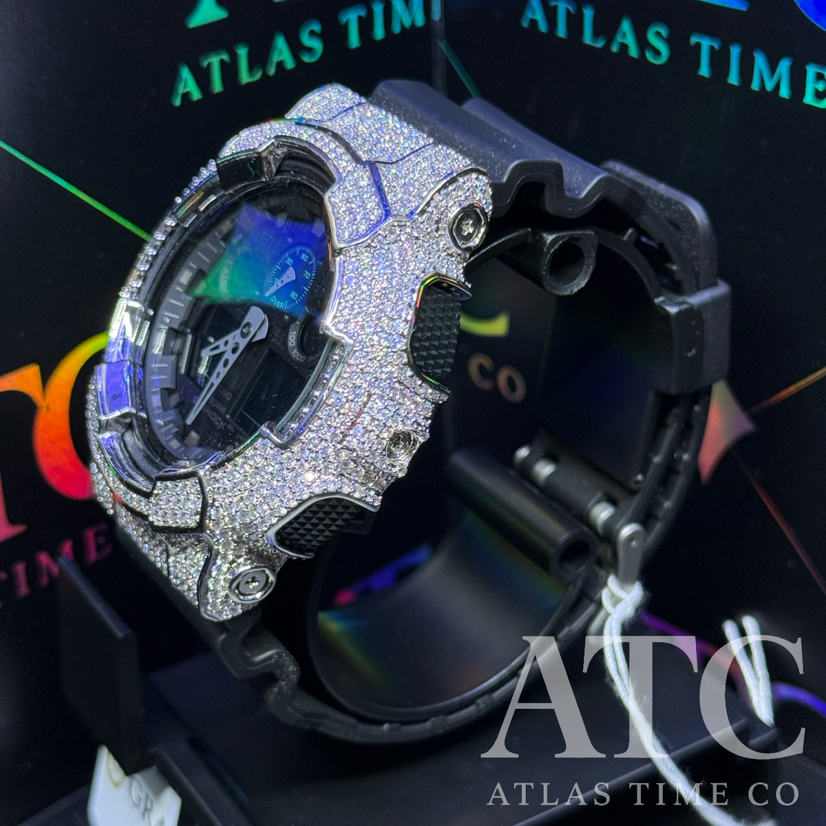VVS1 Moissanite G-Shock GA-100MB-1ACR Watch - GRA CERTIFIED