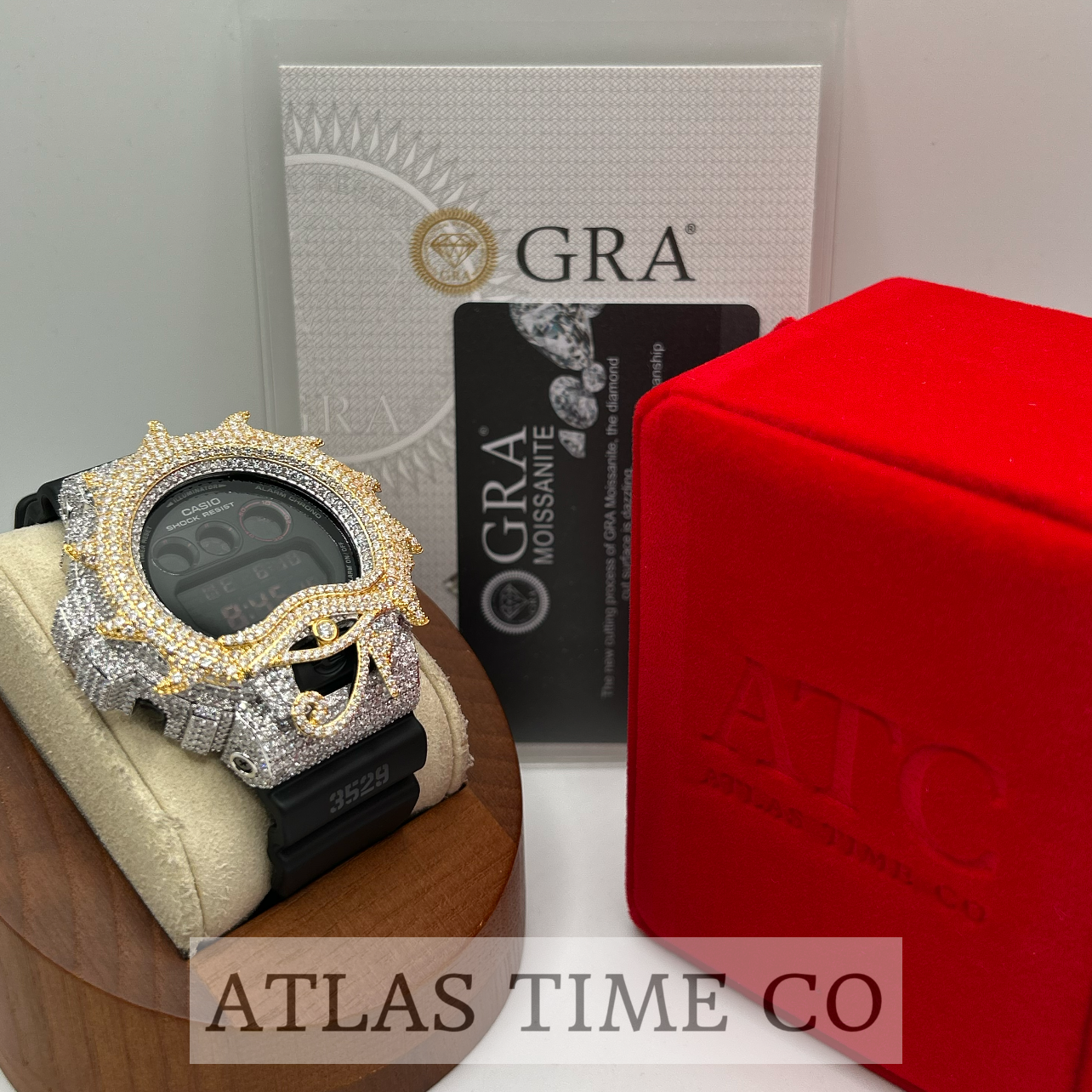 VVS1 Moissanite G-Shock DW6900MS-1 Watch - GRA CERTIFIED - EYE OF HORUS