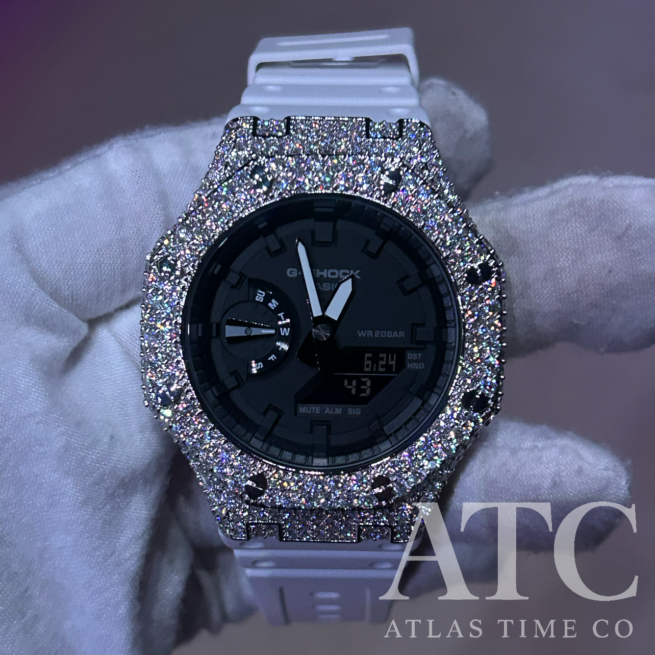 VVS1 Moissanite G-Shock GA-21007A Iced Out Watch - GRA CERTIFIED