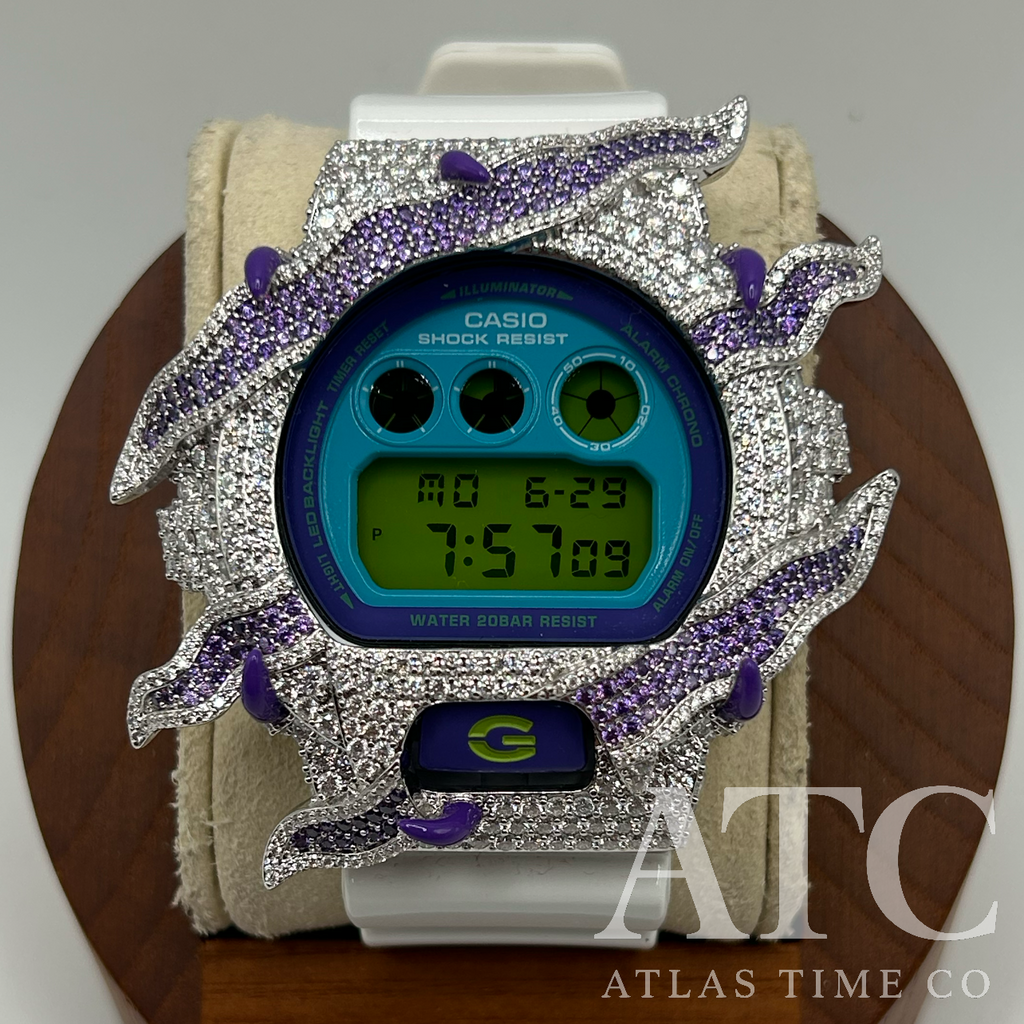 VVS1 Moissanite G-Shock DW6900RCS-7 Watch - GRA CERTIFIED