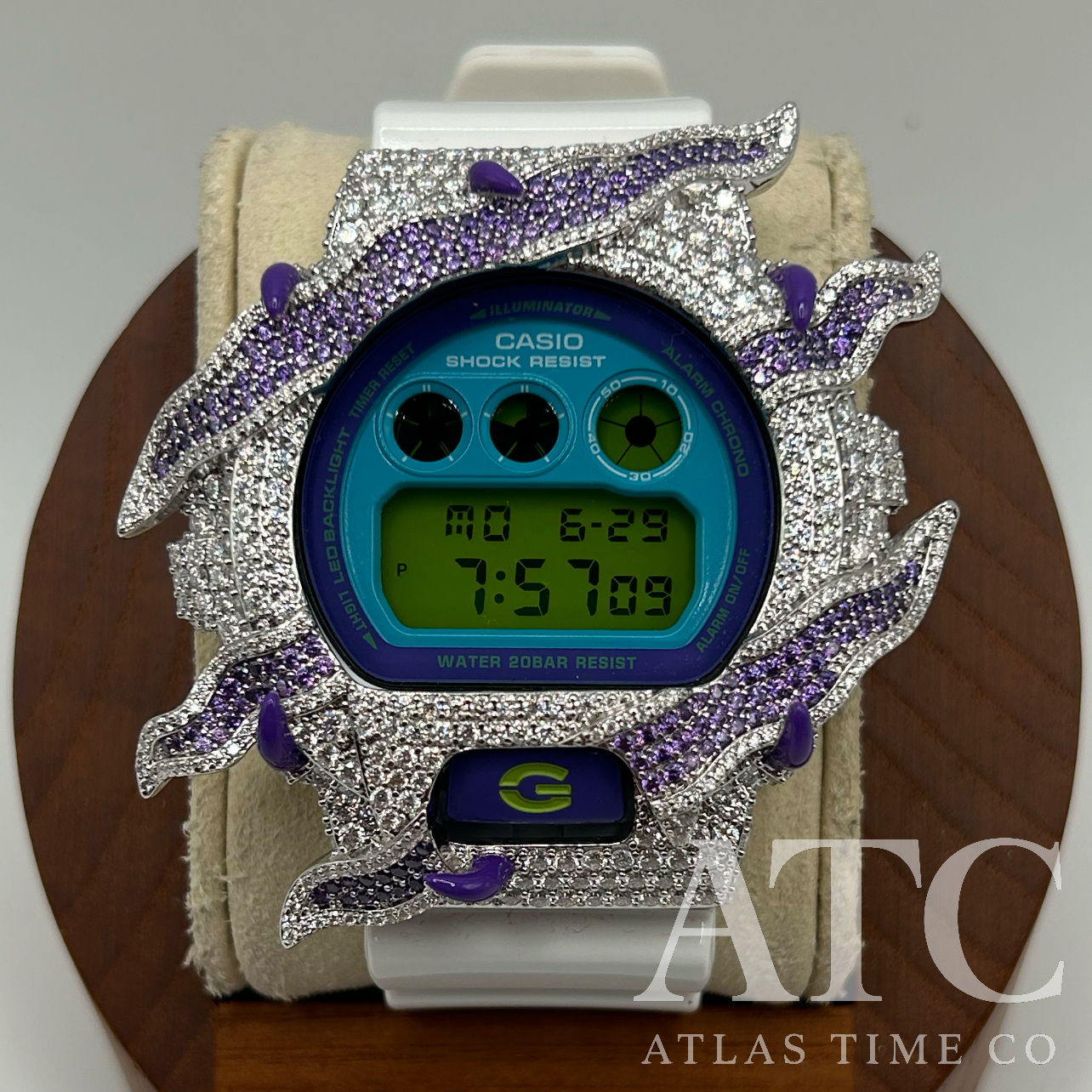 VVS1 Moissanite G-Shock DW6900RCS-7 Watch - GRA CERTIFIED