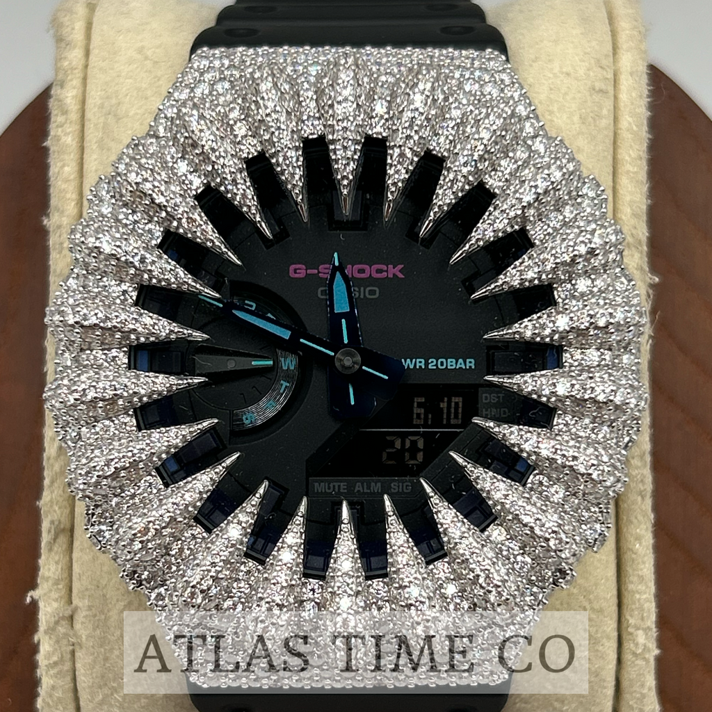 VVS1 Moissanite G-Shock GA-2100VB-1A Watch - GRA CERTIFIED