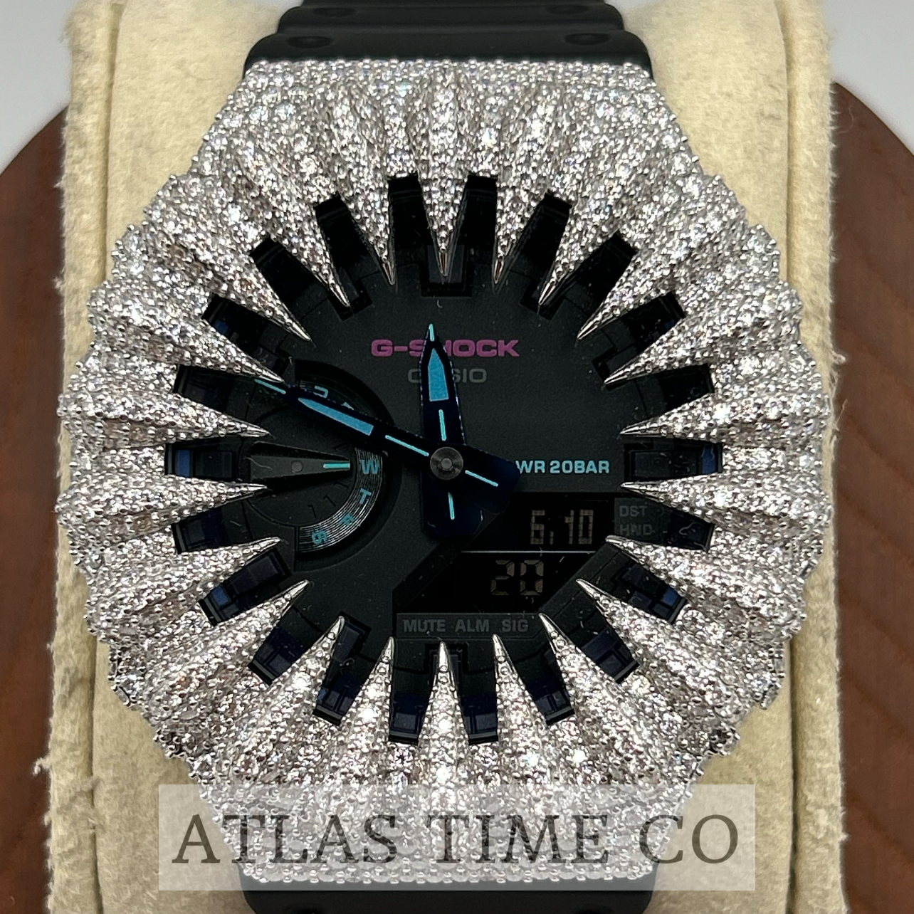 VVS1 Moissanite G-Shock GA-2100VB-1A Watch - GRA CERTIFIED