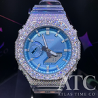 VVS1 Moissanite G-Shock GA-2100BM-7A2CR Watch - GRA CERTIFIED