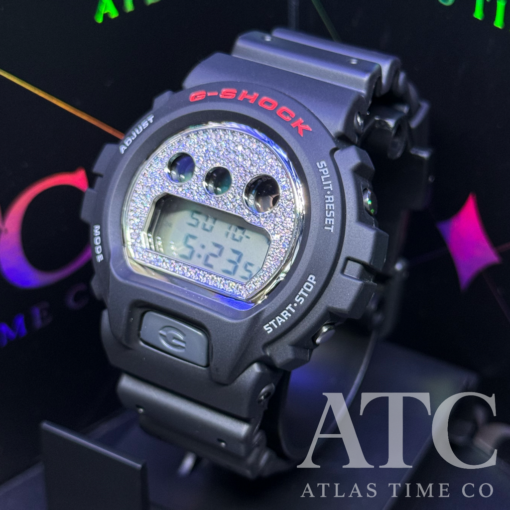 VVS1 Moissanite G-Shock DW6900-1V Watch - GRA CERTIFIED