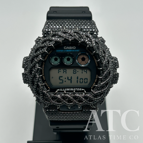 CZ Simulated Diamonds G-Shock DW6900-1V Watch - 5A Grade Cubic Zirconia