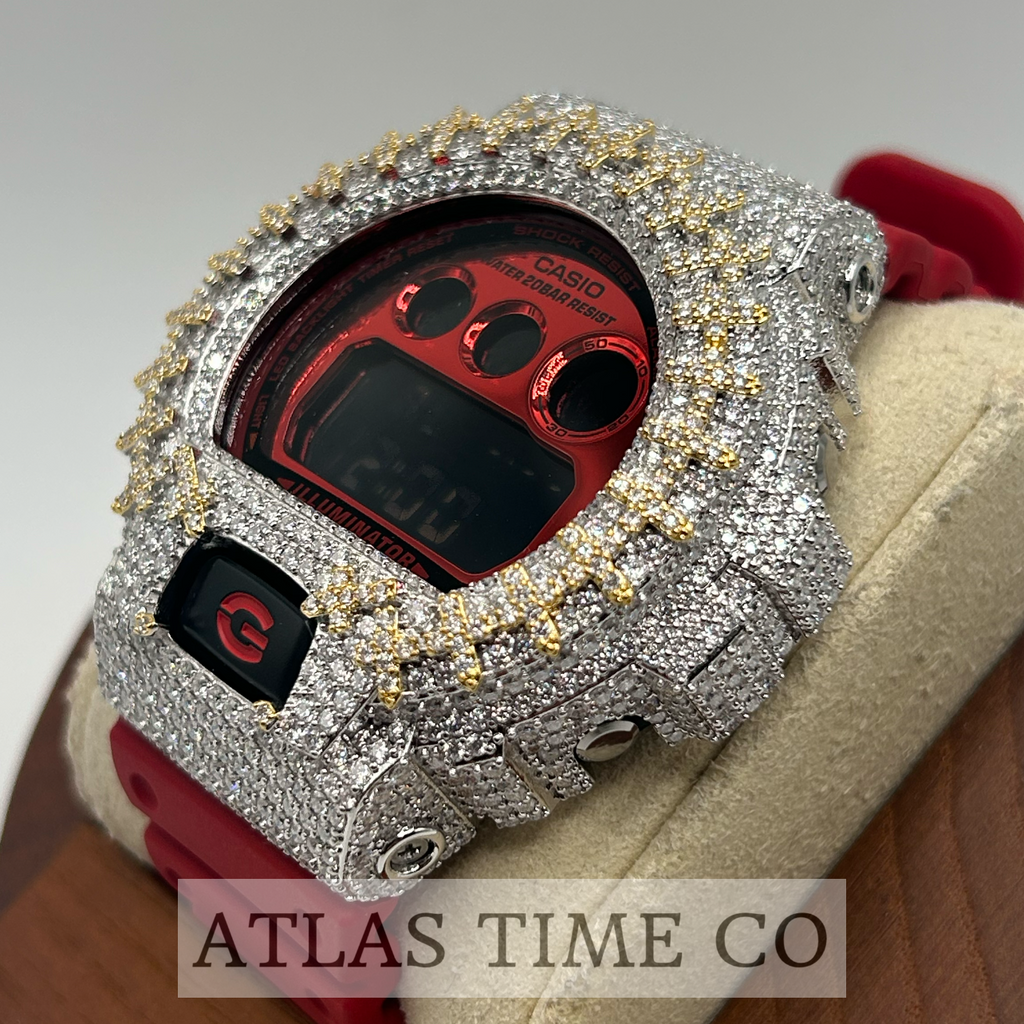 VVS1 Moissanite G-Shock DW-6900RRB-4 Watch - GRA CERTIFIED