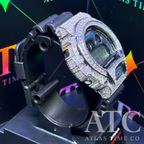 CZ Simulated Baguette Diamonds G-Shock DW6900-1V Watch - 5A Grade Cubic Zirconia
