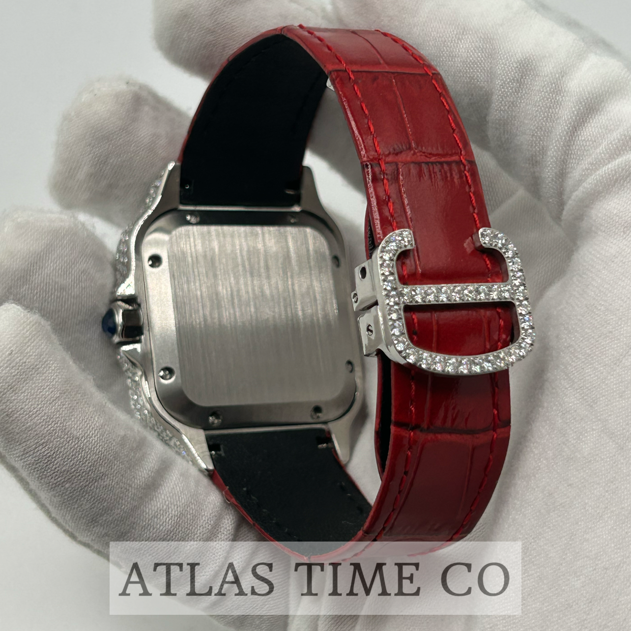 VVS1 Moissanite Ghost Series Stainless Steel Mechanical Watch - GRA CERTIFIED (Silver/Red)