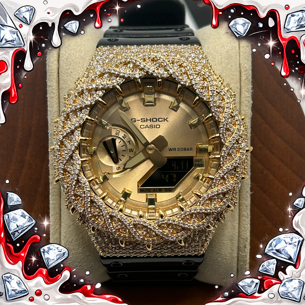 VVS1 Moissanite G-Shock GA-2100GB-1A Watch - GRA CERTIFIED