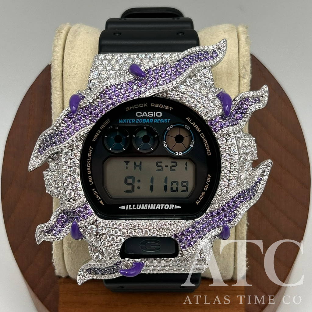 VVS1 Moissanite G-Shock ENAMEL SERIES (PURPLE) DW6900-1V Watch - GRA CERTIFIED